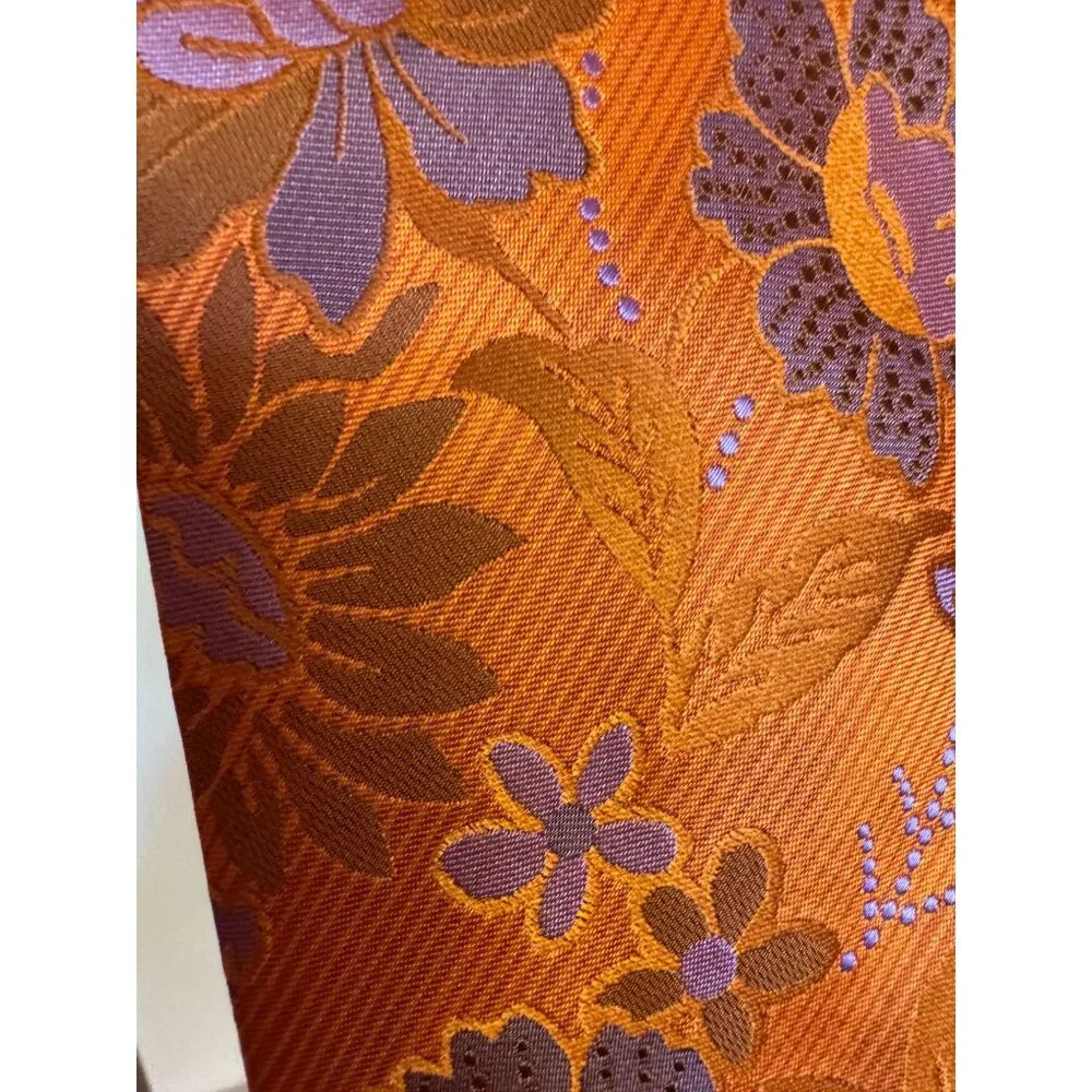 Steve Harvey Silk‎ Brocade Necktie – Bold Orange & Purple Pattern